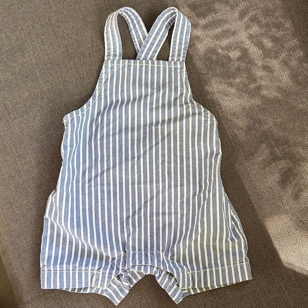 Tea Collection Blue and White Striped Overalls